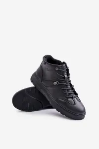 Leather insulated ankle sneakers men's Lee Cooper black