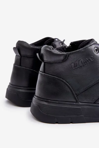 Leather insulated ankle sneakers men's Lee Cooper black