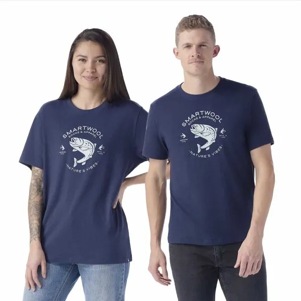 Smartwool TROUT FISCHING SHORT SLEEVE GRAPHIC TEE Pánske tričko, tmavo modrá, veľkosť