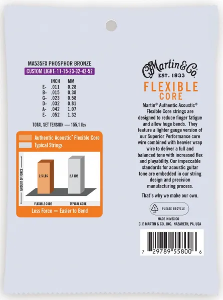 Martin Authentic Acoustic Flexible Core 92/8 Phosphor Bronze Custom Li