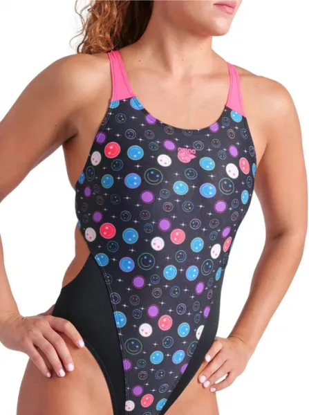 Arena performance funny prints tech back black/shocking pink 3xs -