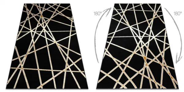 Koberec ALLURE 1964 geometrický / štruktúrovaný / glamour, čierny / zlatý