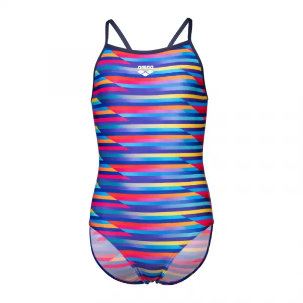 Dievčenské plavecké jednodielne plavky ARENA GIRLS RACING STRIPE SWIMSUIT LIGHTDROP BACK