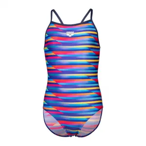 Dievčenské plavecké jednodielne plavky ARENA GIRLS RACING STRIPE SWIMSUIT LIGHTDROP BACK
