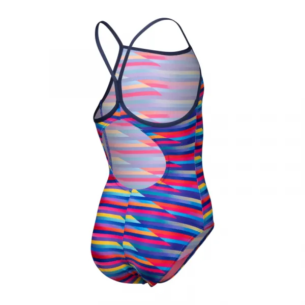 Dievčenské plavecké jednodielne plavky ARENA GIRLS RACING STRIPE SWIMSUIT LIGHTDROP BACK