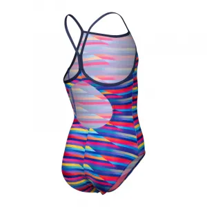 Dievčenské plavecké jednodielne plavky ARENA GIRLS RACING STRIPE SWIMSUIT LIGHTDROP BACK