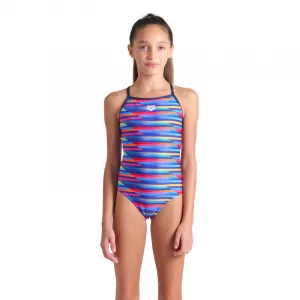 Dievčenské plavecké jednodielne plavky ARENA GIRLS RACING STRIPE SWIMSUIT LIGHTDROP BACK