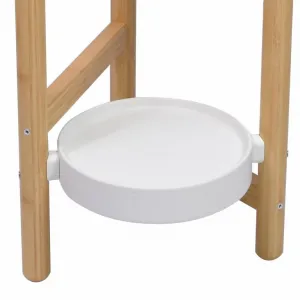 Stojan na kvety, bambus/kov, 36,5 x 33 x 70 cm, biela