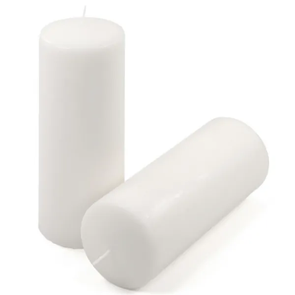 Sada stĺpových sviečok, 20 cm, Ø 7,5 cm, biela, 2 ks