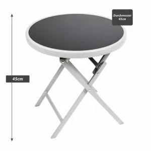 Záhradný bistro stolík, skladací, Ø 45 cm, čierna tónovaná