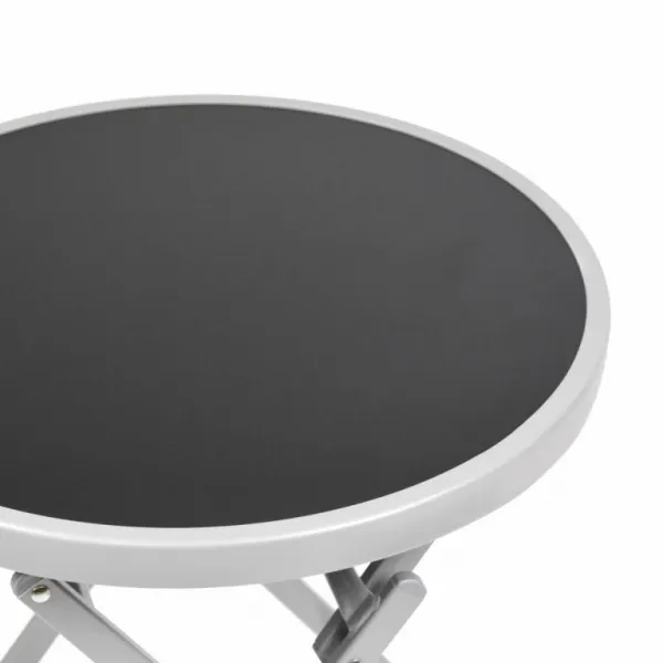 Záhradný bistro stolík, skladací, Ø 45 cm, čierna tónovaná