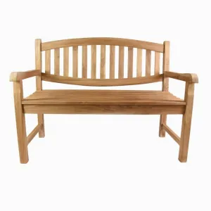 2 miestna lavica DIVERO, ošetrené teakové drevo, 120 cm