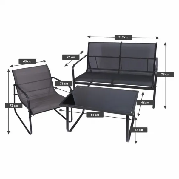 Záhradný set Astoria,4dielny set s oceľovou konštrukciou,