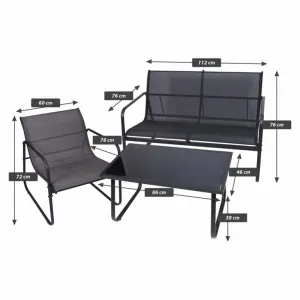 Záhradný set Astoria,4dielny set s oceľovou konštrukciou,