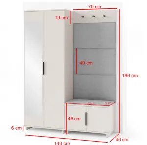 ArtPK Predsieň BIANCO 3 | cashmere so zrkadlom Farba: Trinity 01