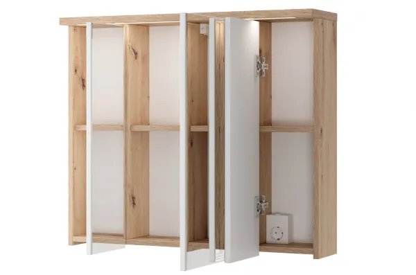 Szynaka Závesná zrkadlová skrinka s LED osvetlením Sting 58 80 cm dub Artisan