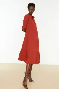 Trendyol Tile Border Detailed Woven Flounce Woven Dress