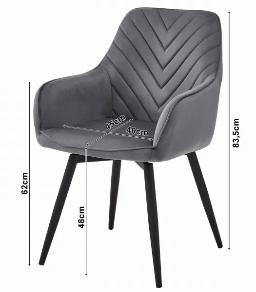 Otočné jedálenské kreslo NANA360 VELVET, tmavosivé
