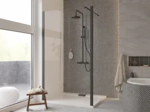BESCO - Walk-in sprchovací kút ECO-N BLACK - FARBA rámu - Čierna, Pevná stena - Bez pevnej steny, Rozmer A - 90, Rozmer C - 195, Výplň - Číre bezpečnostné sklo - 6 mm BCEXON90BC