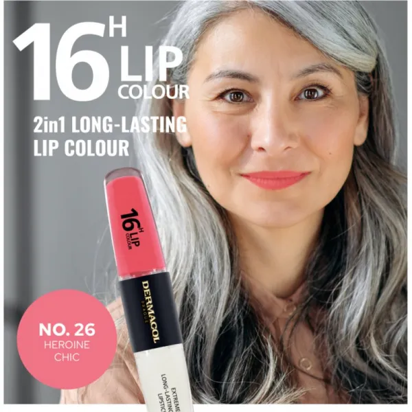 Dermacol 16H Lip Colour dlhotrvajúci rúž a lesk na pery odtieň 26 2x4 ml
