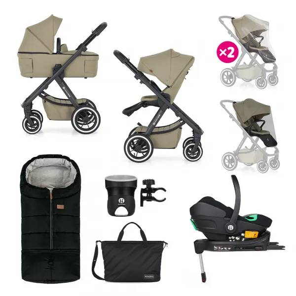 PETITEMARS Petite&Mars Icon Mossy Green XXL AIR + Core Pro i-Size Black Grey + Báza