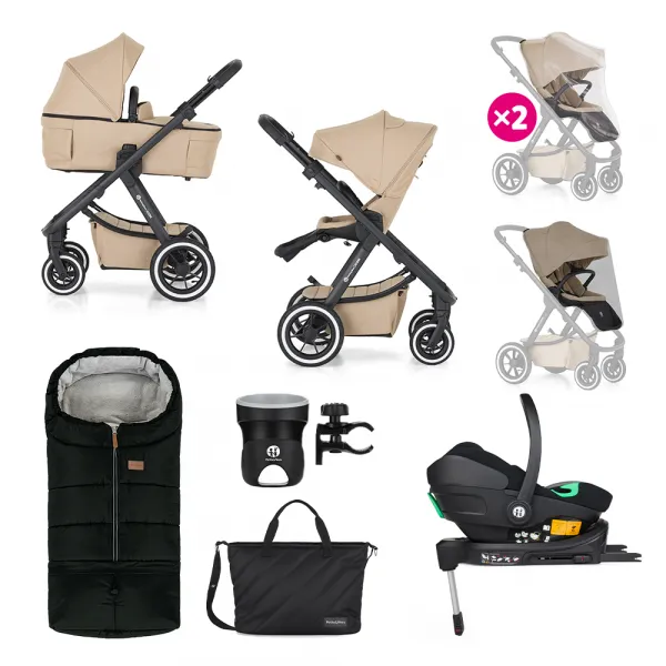 PETITEMARS Petite&Mars Icon Mocha Beige XXL AIR + Core Pro i-Size Black Grey + Báza