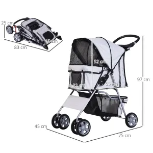 PawHut Kočárek pro psy do 10 kg a 35 cm, šedý