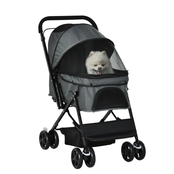 PawHut Kočárek pro psy do 10 kg a 43 cm, šedý