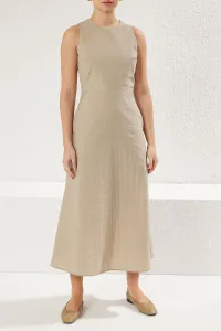 Trendyol Dark Beige A Cut Back Detail Midi Woven Dress