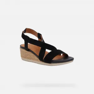 Black women's sandals Geox Ischia Corda - Women's