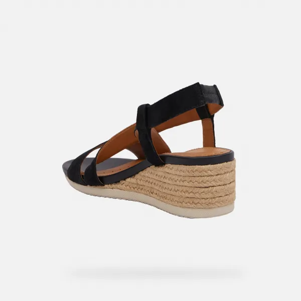 Black women's sandals Geox Ischia Corda - Women's