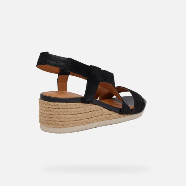 Black women's sandals Geox Ischia Corda - Women's