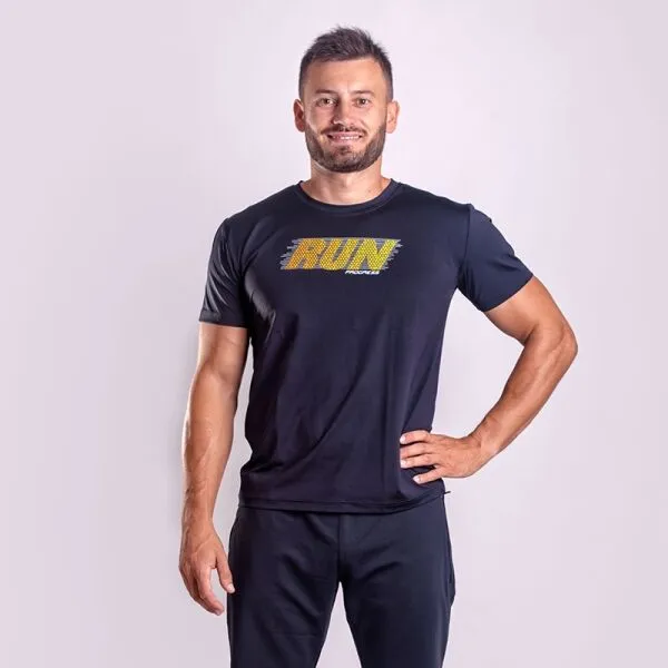 PROGRESS DEPORTE RUN Pánske športové tričko, čierna, veľkosť