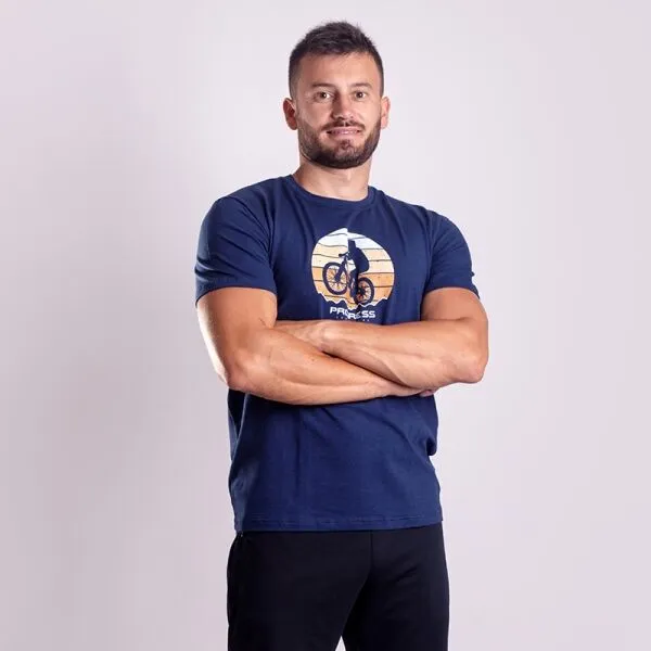 PROGRESS BARBAR BIKER Pánske bambusové tričko, tmavo modrá, veľkosť