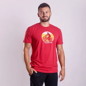 PROGRESS BARBAR BIKER Pánske bambusové tričko, červená, veľkosť