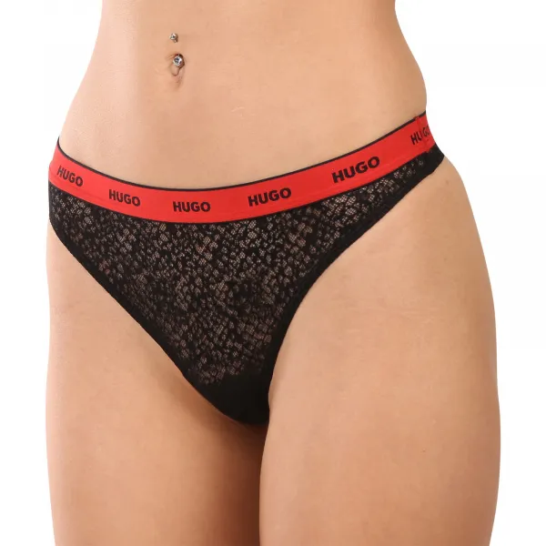 3PACK dámska tangá HUGO čierne (50535265 002) M