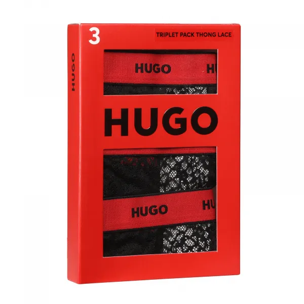 3PACK dámska tangá HUGO čierne (50535265 002) M