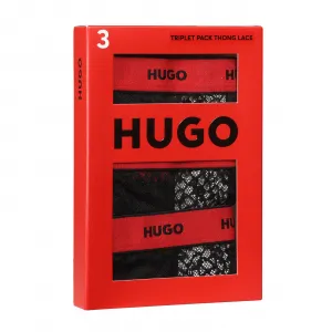 3PACK dámska tangá HUGO čierne (50535265 002) M