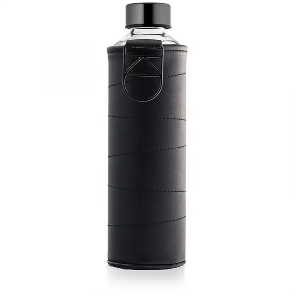 Equa Mismatch sklenená fľaša na vodu + obal z umelej kože farba Graphite 750 ml