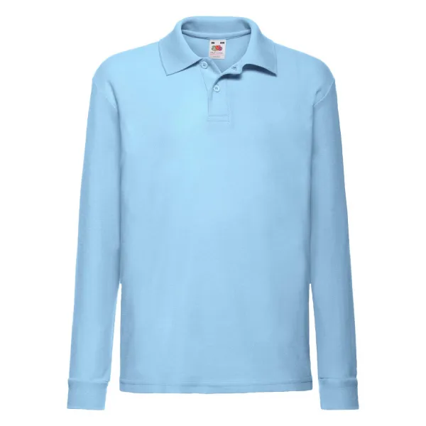 Blue Long Sleeve Polo Shirt Fruit of the Loom