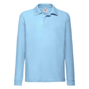 Blue Long Sleeve Polo Shirt Fruit of the Loom