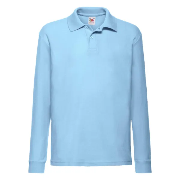 Blue Long Sleeve Polo Shirt Fruit of the Loom