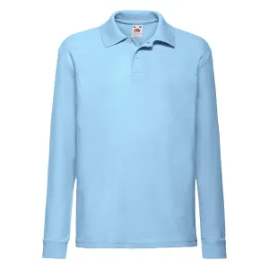 Blue Long Sleeve Polo Shirt Fruit of the Loom