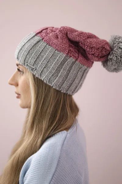 Kesi Čapica s fleece Paris K212 tmavo ružová+šedá