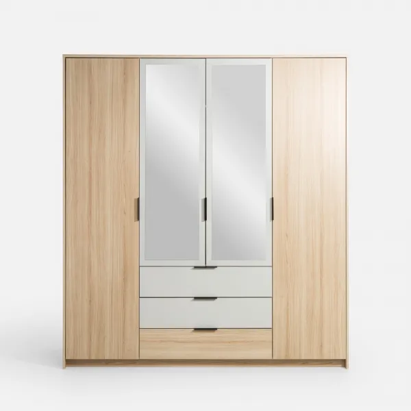 Szynaka Šatníková skriňa Ryga 02 187 cm dub Riva/šedá