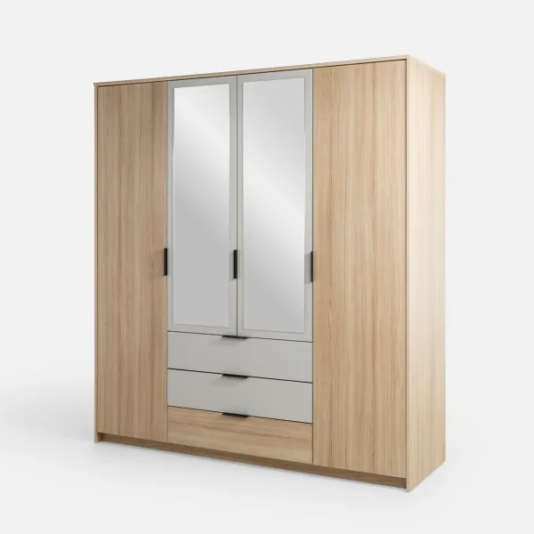 Szynaka Šatníková skriňa Ryga 02 187 cm dub Riva/šedá