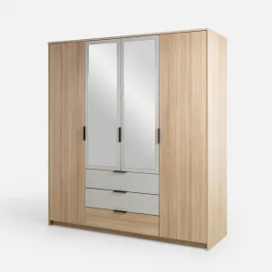 Szynaka Šatníková skriňa Ryga 02 187 cm dub Riva/šedá