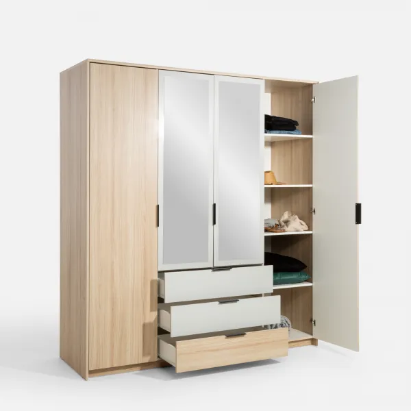 Szynaka Šatníková skriňa Ryga 02 187 cm dub Riva/šedá