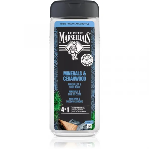 Le Petit Marseillais Minerals & Cedarwood sprchový gél 4 v 1 pre mužov 400 ml