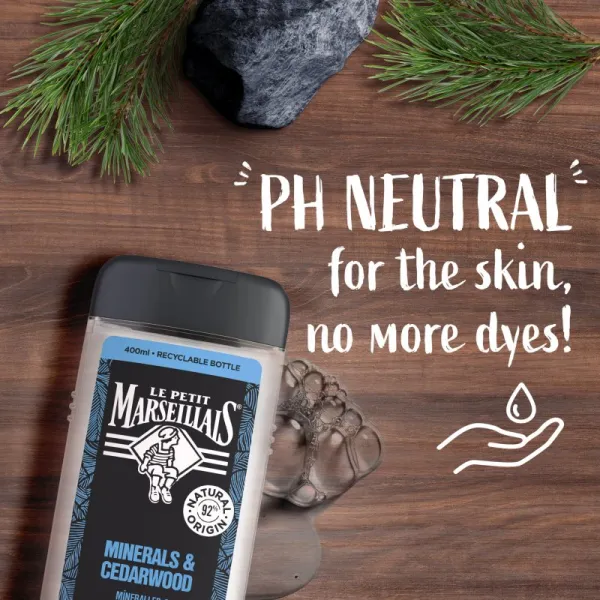 Le Petit Marseillais Minerals & Cedarwood sprchový gél 4 v 1 pre mužov 400 ml